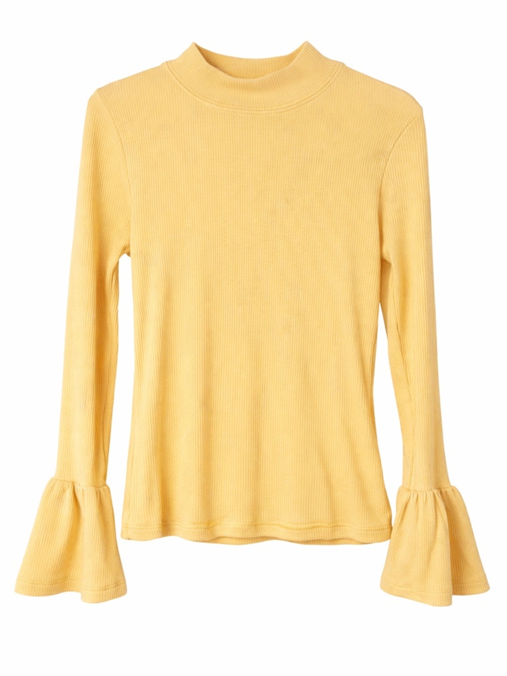 Girls - 8 - Yellow Ruffle Cuff Mock Neck Top